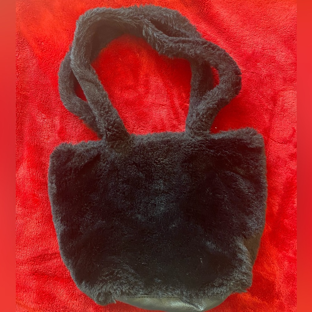 Brandy Melville Black Faux Fur Tote Bag